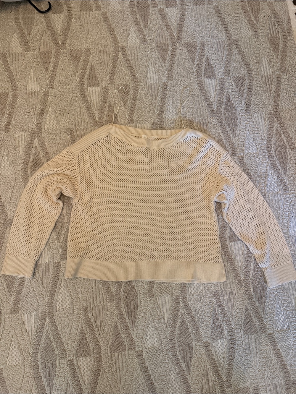 Old Navy Cream Open-Weave Crewneck Sweater
